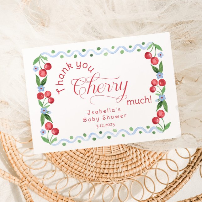Thank you Cherry Much Blue elegant Thank you card (Creator Uploaded)