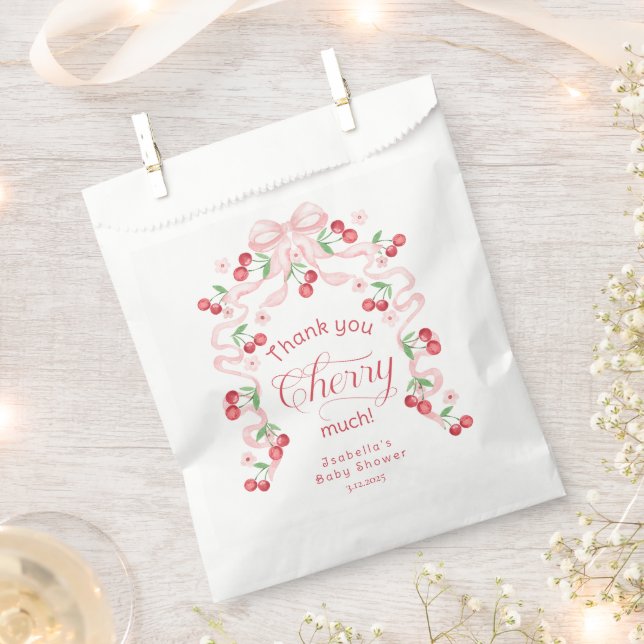 Thank you Cherry Much Cherry on top Thank you card Favour Bags (Clipped)