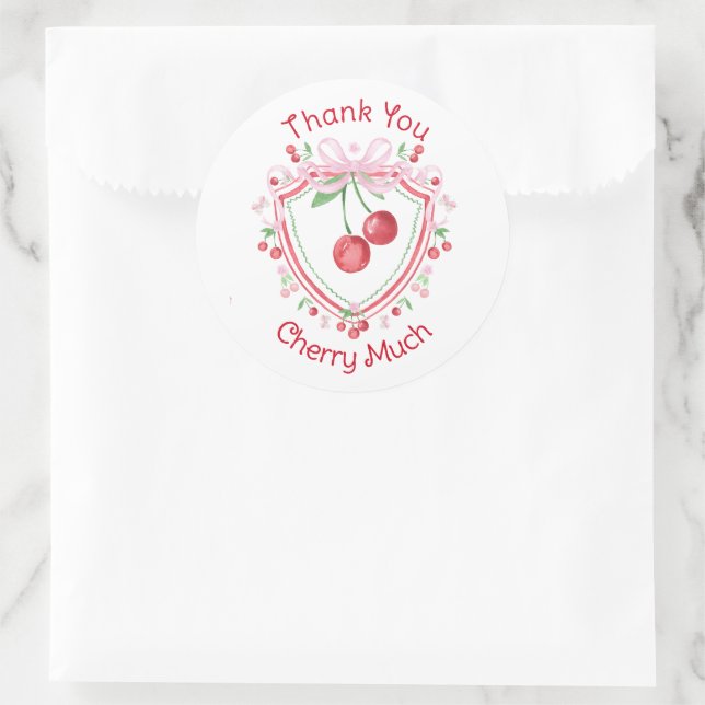 Thank You Cherry Much Coquette Cherry  Classic Round Sticker (Bag)