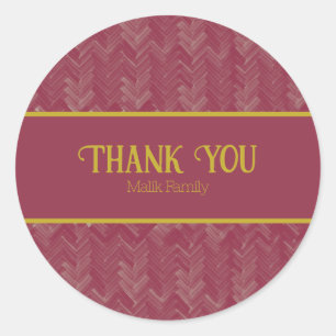 Thank You Chevron Pattern Luxurious Red Custom Classic Round Sticker