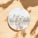 Thank You Chic Calligraphy Photo Wedding Classic Round Sticker<br><div class="desc">Simple “Thank You” wedding sticker features photo and chic calligraphy.</div>