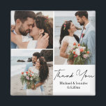 thank you, chic calligraphy wedding 3 photos  magnet<br><div class="desc">photos by freepik.com
elegant  calligraphy wedding  3 photos collage Thank You magnet.</div>