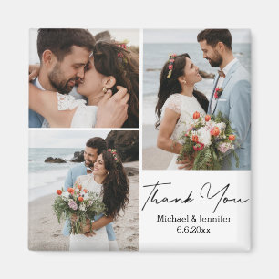 thank you, chic calligraphy wedding 3 photos  magnet