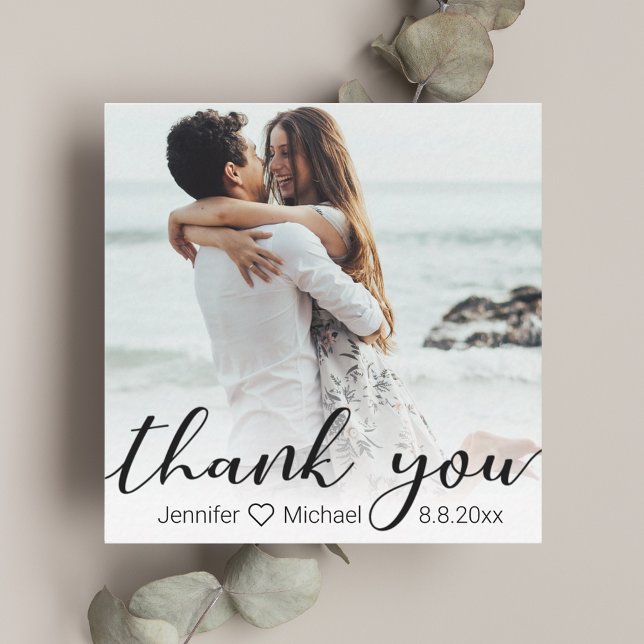 thank you  chic calligraphy wedding photo budget card (Creator Uploaded)
