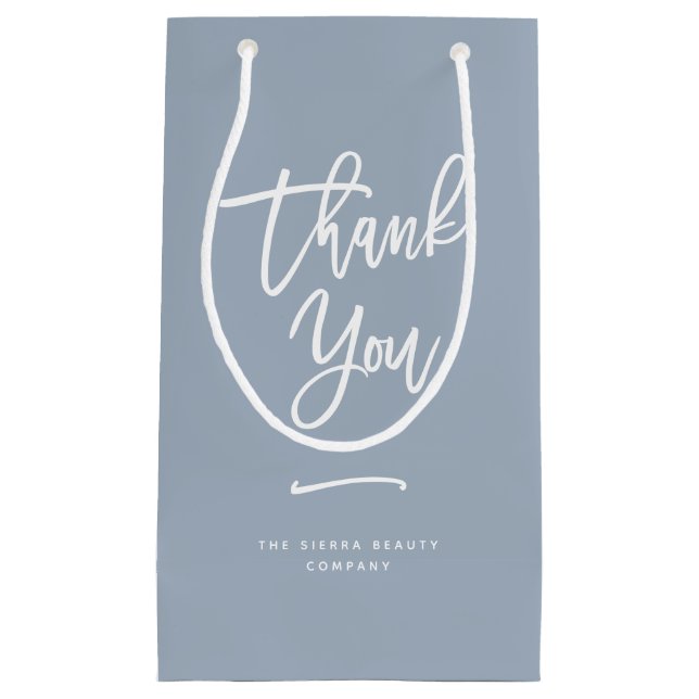 Thank You | Chic Dusty Blue Retail Shopping Bag (Front)