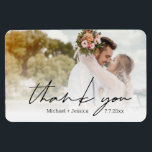 thank you  chic handwriting wedding day photo  magnet<br><div class="desc">Background from freepik.com 
thank you  chic handwriting wedding day photo magnet, custom</div>