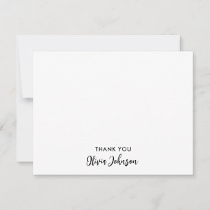 Thank You Chic Monogram Name White Flat Note Card