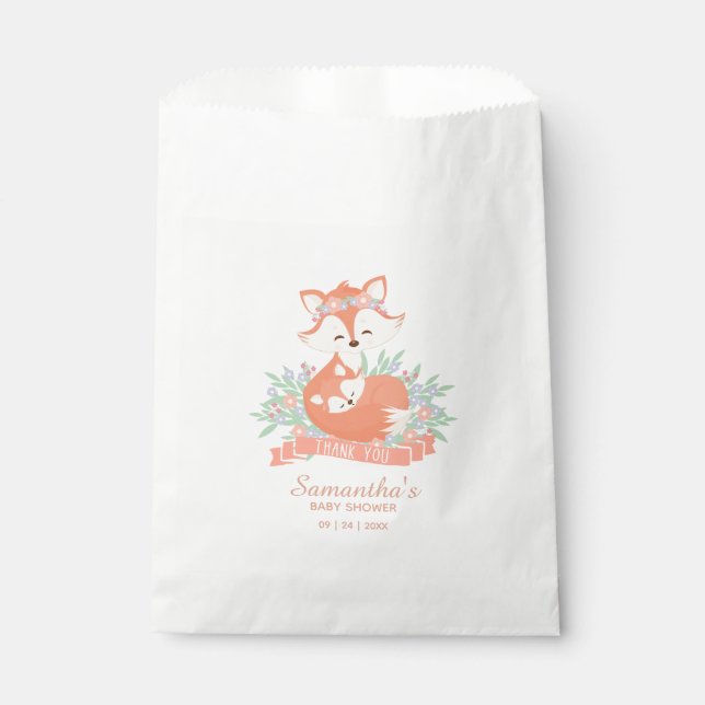 Thank You Chic Mummy and Baby Fox Baby Shower Favour Bags (Front)