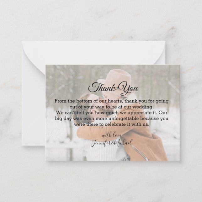 thank you,chic winter wedding photo budget card (Front)