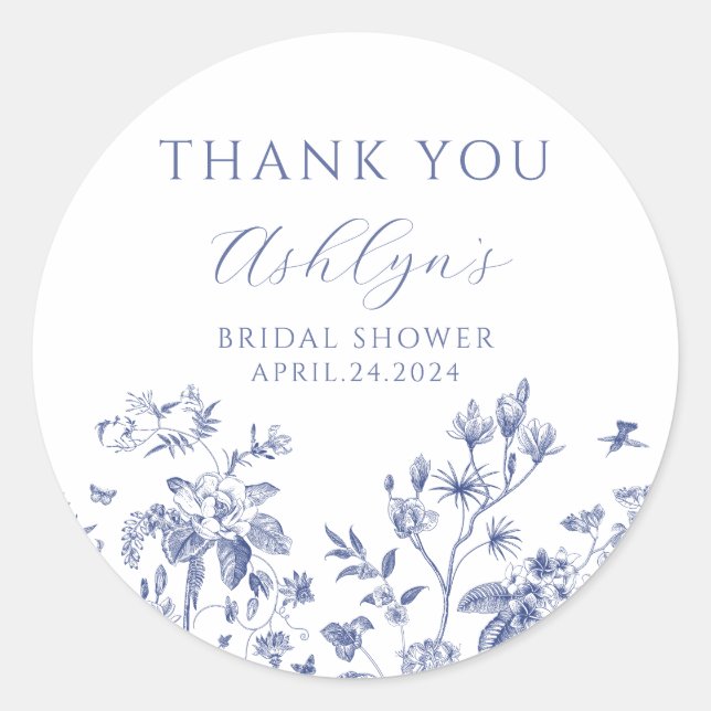 Thank You Chinoiserie Bridal Shower Sticker (Front)