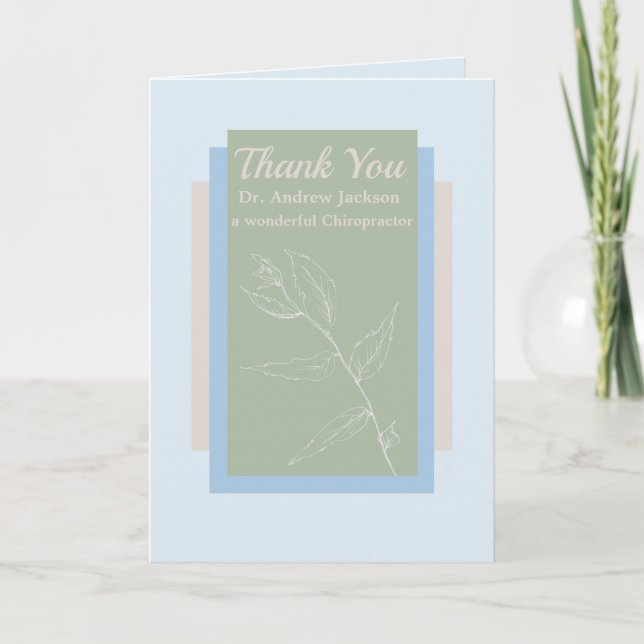 Thank You Chiropractor Blue Personalised Card (Front)