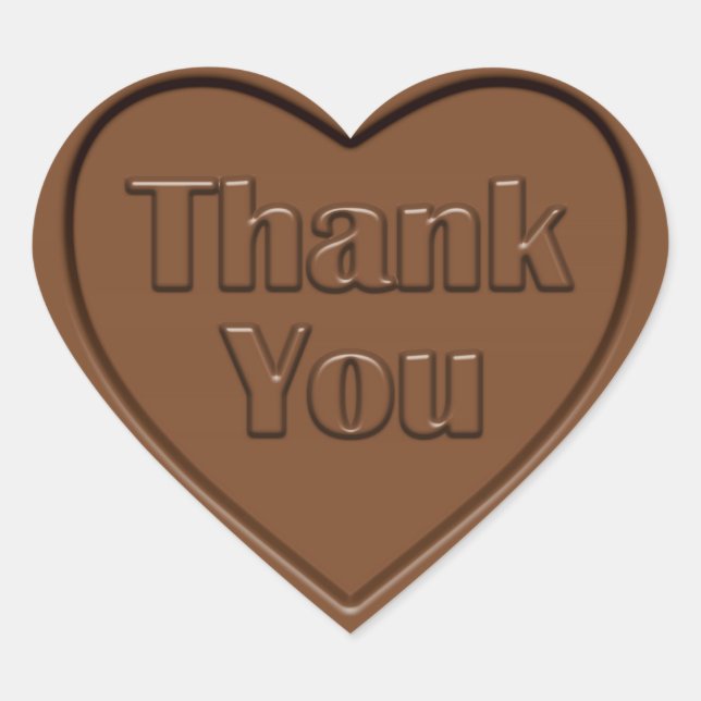 Thank You Chocolate Heart Heart Sticker (Front)
