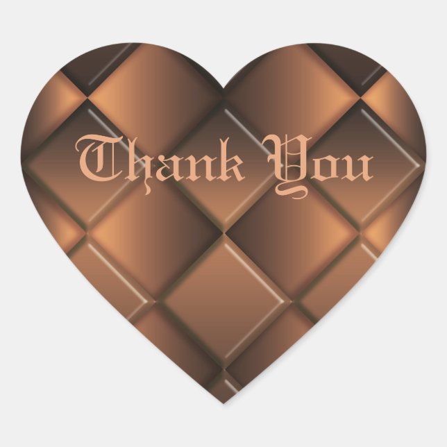 Thank You. Chocolate Heart. Heart Sticker (Front)