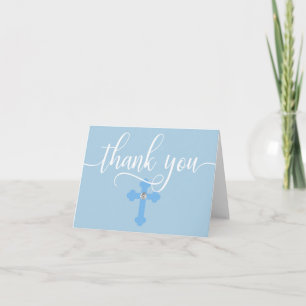 THANK YOU Christening Communion Blue BOY   BLANK Card
