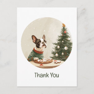 Thank You Christmas Boston Terrier Dog Postcard
