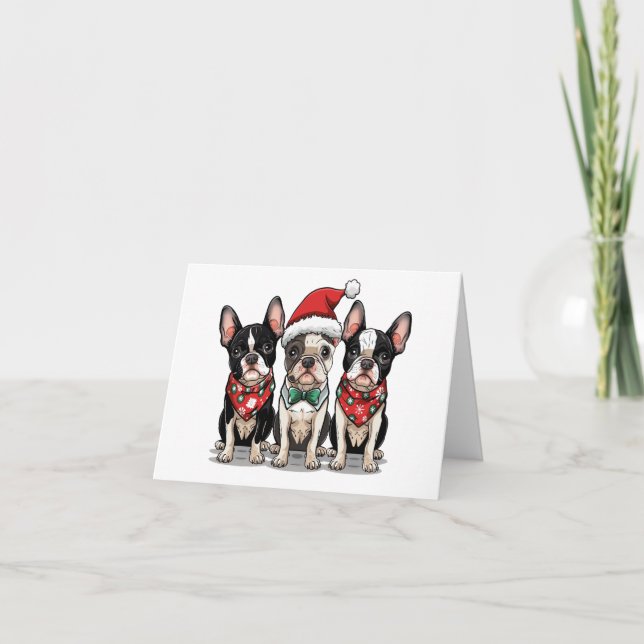 Thank You Christmas Boston Terrier Dogs (Front)