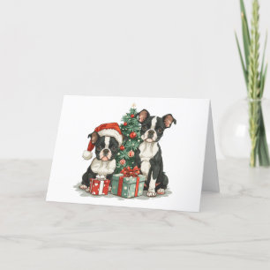 Thank You Christmas Boston Terrier Dogs Card