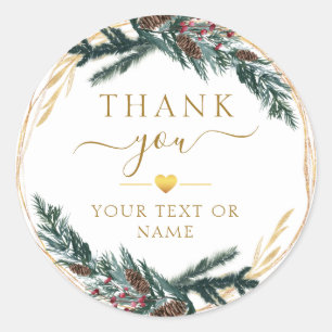 Thank you! Christmas Botanical   Classic Round Sticker