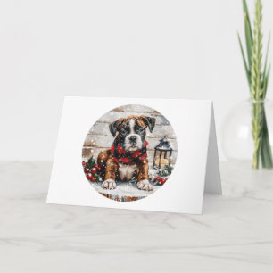 Thank You Christmas Boxer Puppy Card