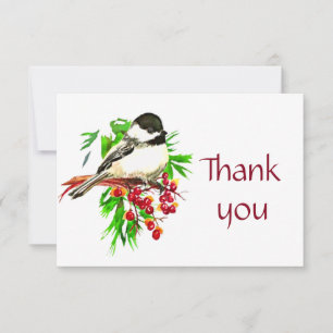 Thank You Christmas Chickadee Cute Bird