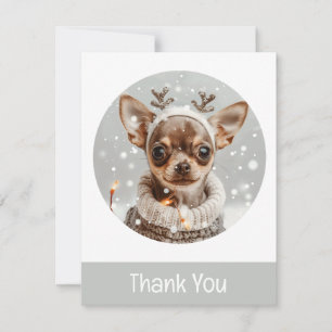 Thank You Christmas Chihuahua Reindeer Dog Card