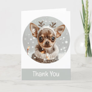 Thank You Christmas Chihuahua Reindeer Dog Card