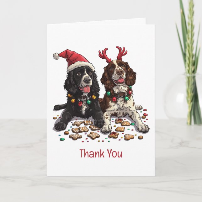 Thank You Christmas Cocker Spaniel Dogs (Front)