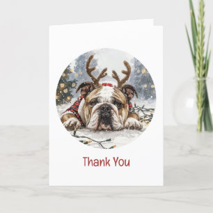 Thank You Christmas English Bulldog Reindeer
