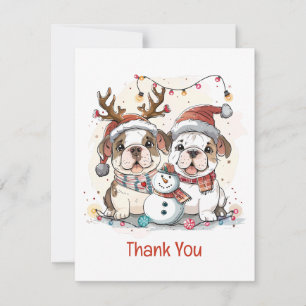 Thank You Christmas English Bulldogs Card