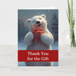 Thank You Christmas Gift with Polar Bear in Snow Card