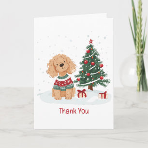 Thank You Christmas Goldendoodle Dog Card