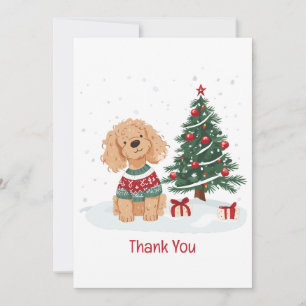 Thank You Christmas Goldendoodle Dog Card