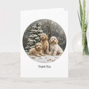 Thank You Christmas Goldendoodle Puppy Dogs Card