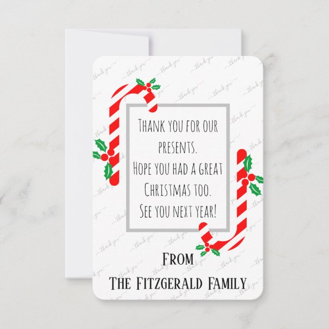 Thank You Christmas Holiday Custom Personalised Card (Front)