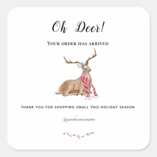thank you christmas holiday oh deer funny purchase square sticker (Front)
