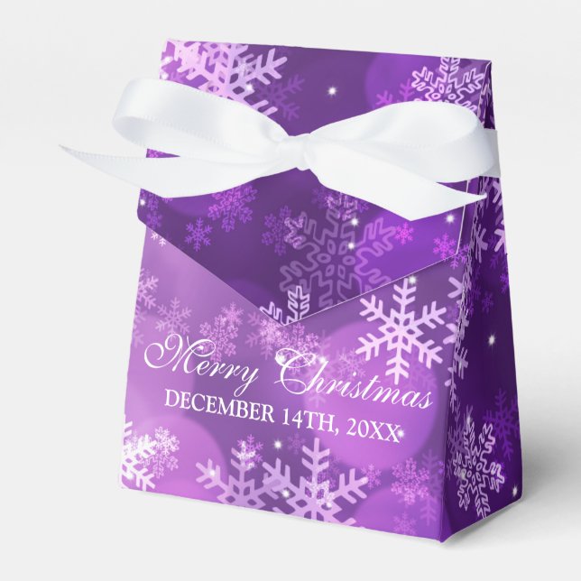 Thank You Christmas Holiday Sparkle Purple Favour Box (Front Side)