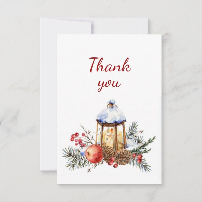 Thank You Christmas Lantern Holly Botanical  (Front)