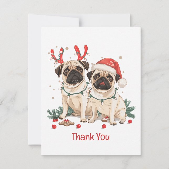 Thank You Christmas Pug Dogs (Front)