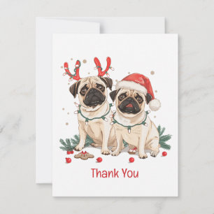Thank You Christmas Pug Dogs