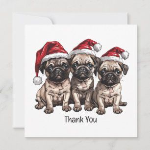 Thank You Christmas Pug Dogs Santa