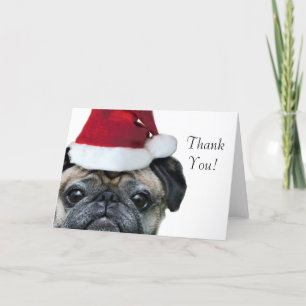 Thank You Christmas pug greeting card