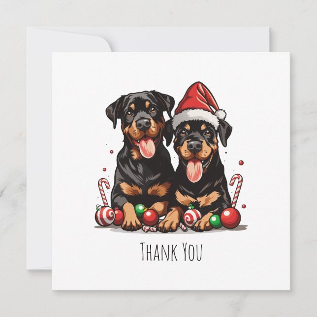 Thank You Christmas Rottweiler Dog Santa (Front)