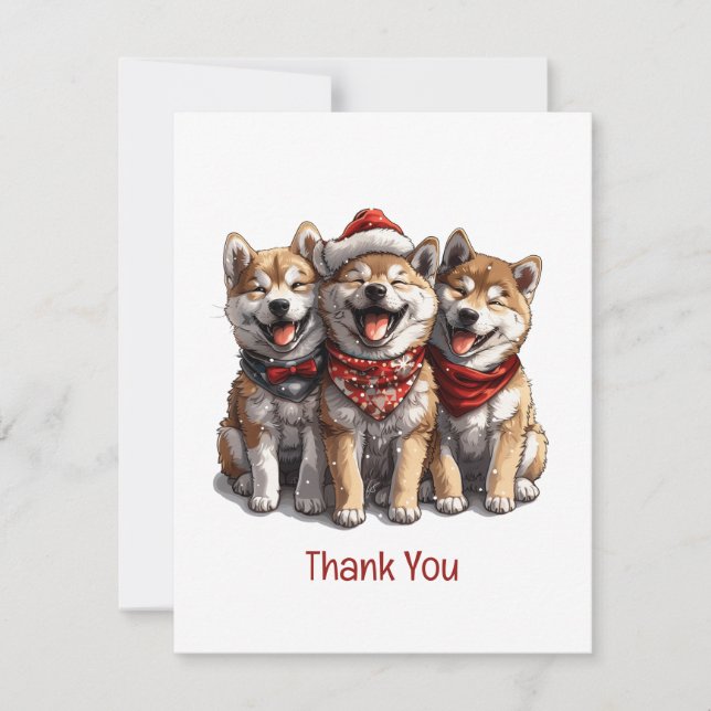 Thank You Christmas Shiba Inu Santa Dogs Card (Front)