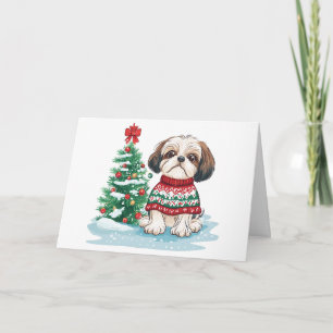 Thank You Christmas Shih Tzu Dog Card