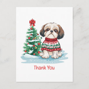 Thank You Christmas Shih Tzu Dog Postcard
