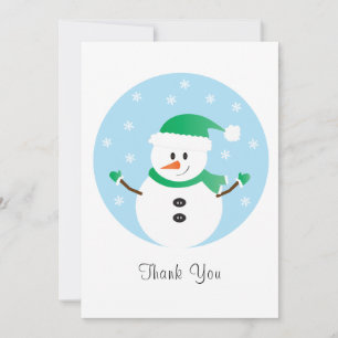 Thank You Christmas Snowman Snowflakes Card