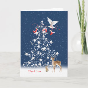 Thank You Christmas tree with JOY and dove Holiday Card
