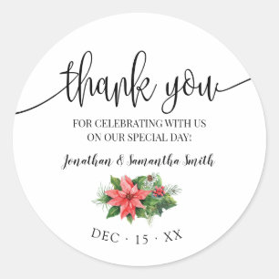 Thank you Christmas wedding bridal shower Classic Round Sticker