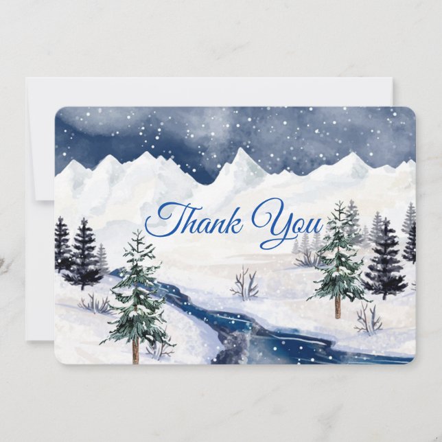 Thank You, Christmas Winter Wedding Custom Thank You Card (Front)
