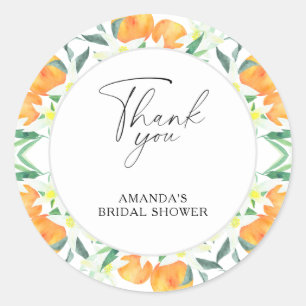 Thank you - Citrus - Bridal shower Classic Round Sticker